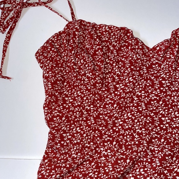 Shein Summer Dress with Tie up straps - Red with White Flowers - Picture 1 of 8